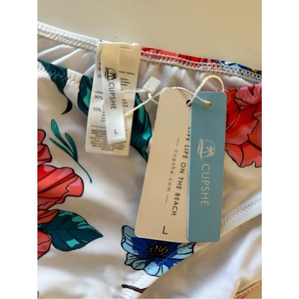 CUPSHE Stripe and Floral Strappy Bikini | Women’s Large | New With Tags